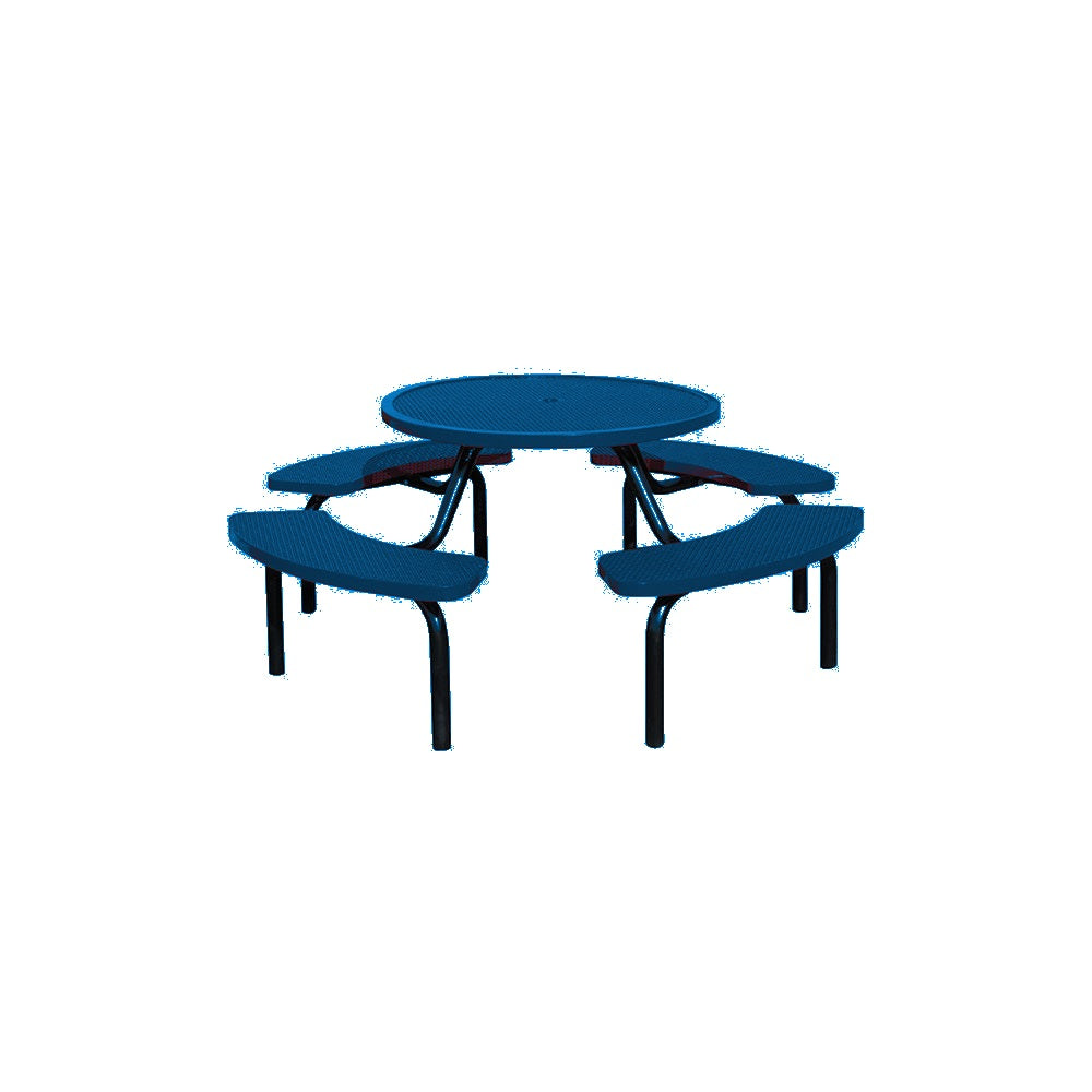 MF1023 Round Modular 4-Bench Table — Metal Powder Coat — 0 Blue — digitally rendered color preview
