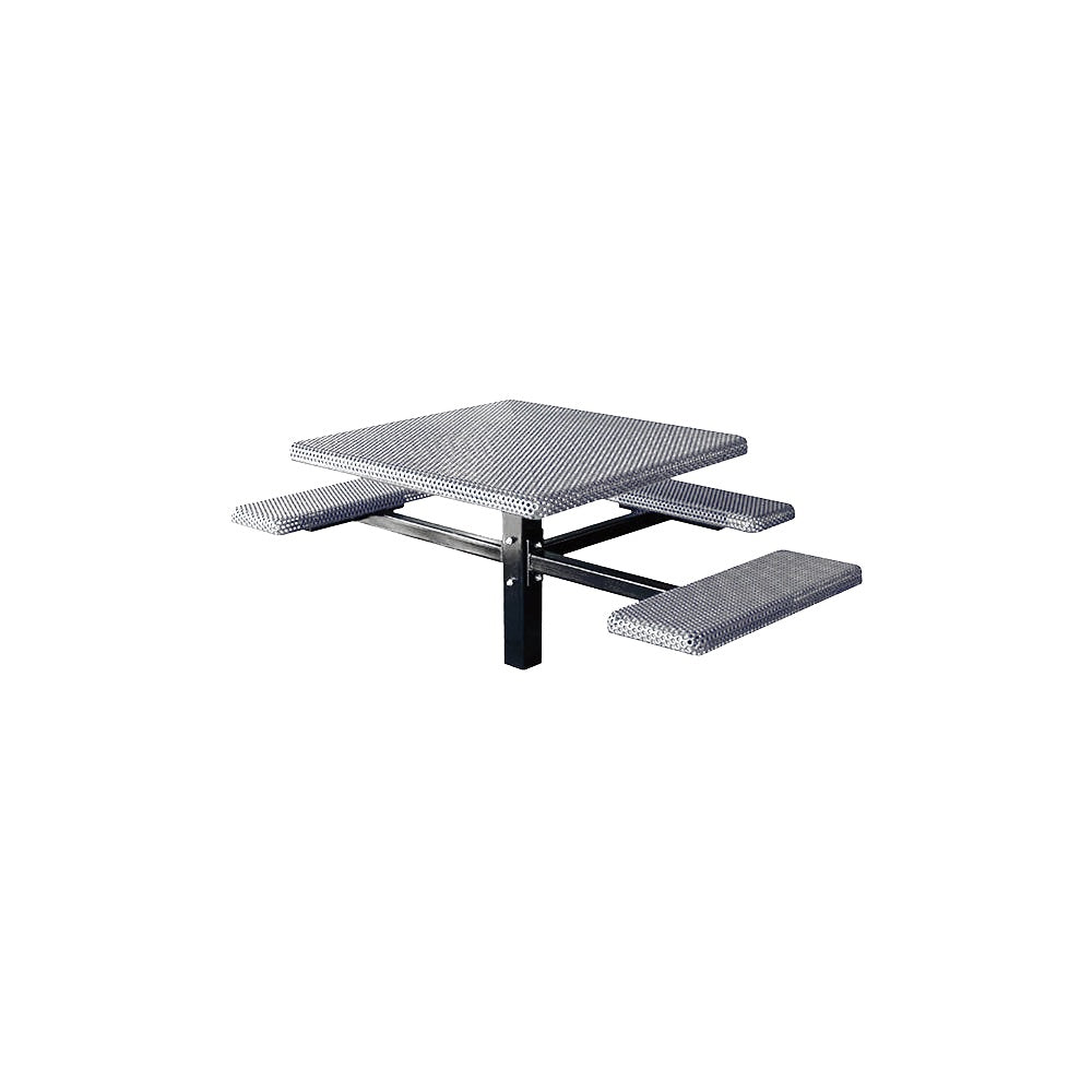 MF1061 Square 3-Bench Inground Mount ADA Compliant Table — Metal Powder Coat — 9 White — digitally rendered color preview