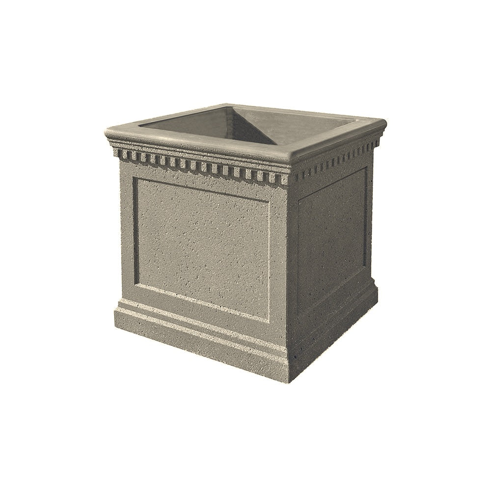 TF4236 Colonial Square Concrete Planter — Weatherstone — W20 White — digitally rendered color preview