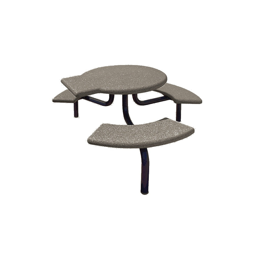 TF3139 3-Seat Round Concrete ADA Compliant Table Set with Metal Legs — Premium Ground & Polished — G26 Charcoal — digitally rendered color preview