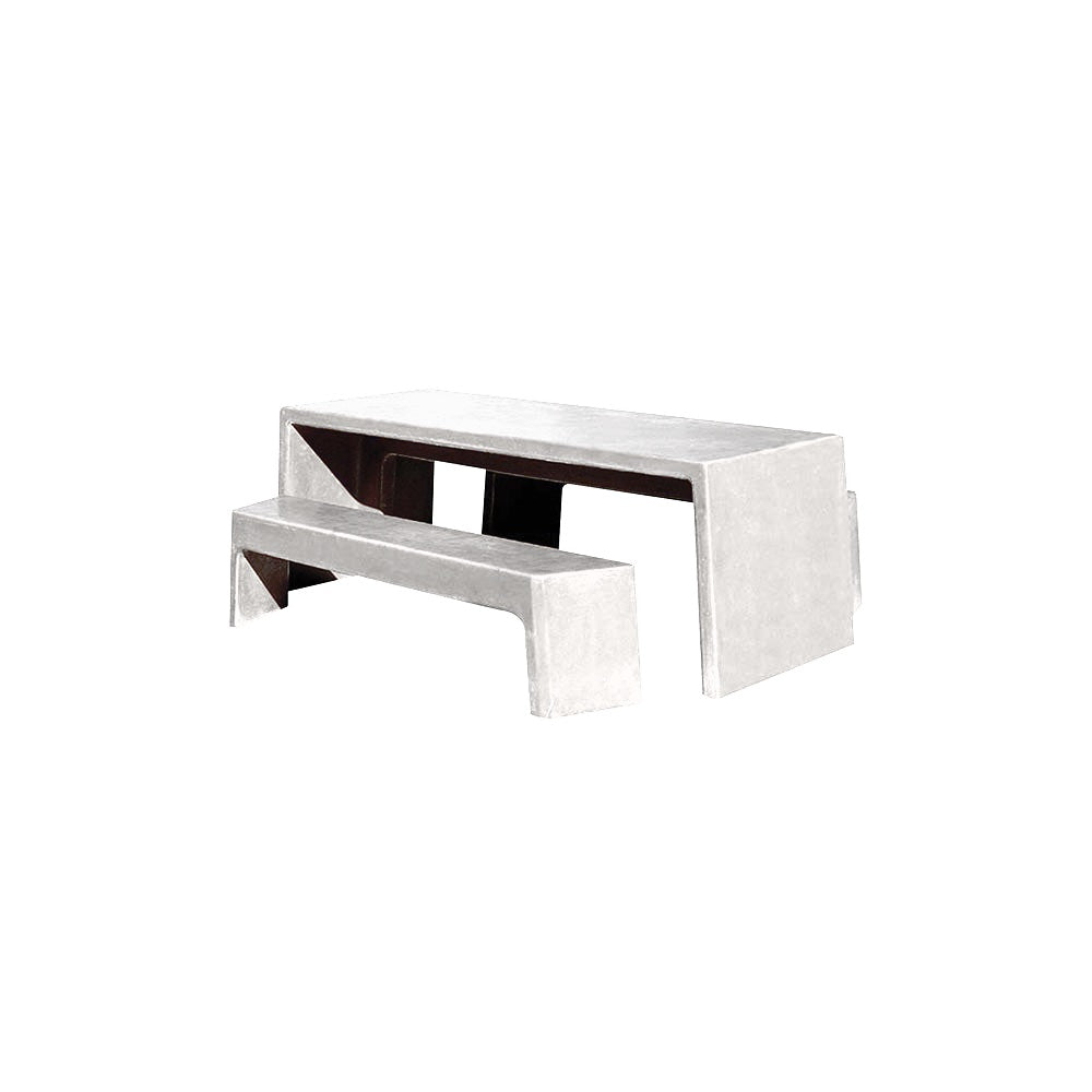 TF3200 Free-Standing 2 Bench Concrete Table Set — Acid Wash — A30 Star — digitally rendered color preview