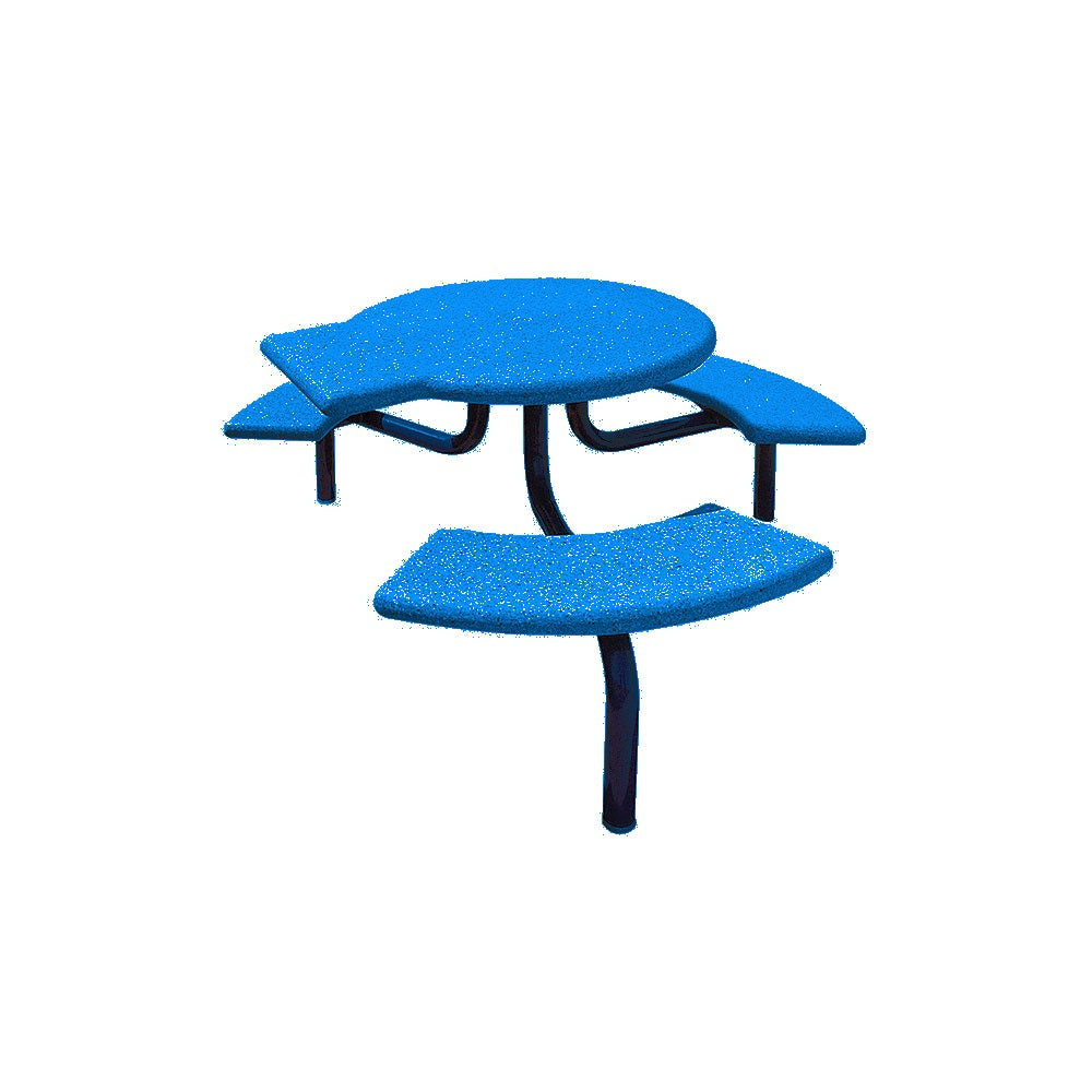 TF3139 3-Seat Round Concrete ADA Compliant Table Set with Metal Legs — Metal Powder Coat — S7 Sky Blue — digitally rendered color preview