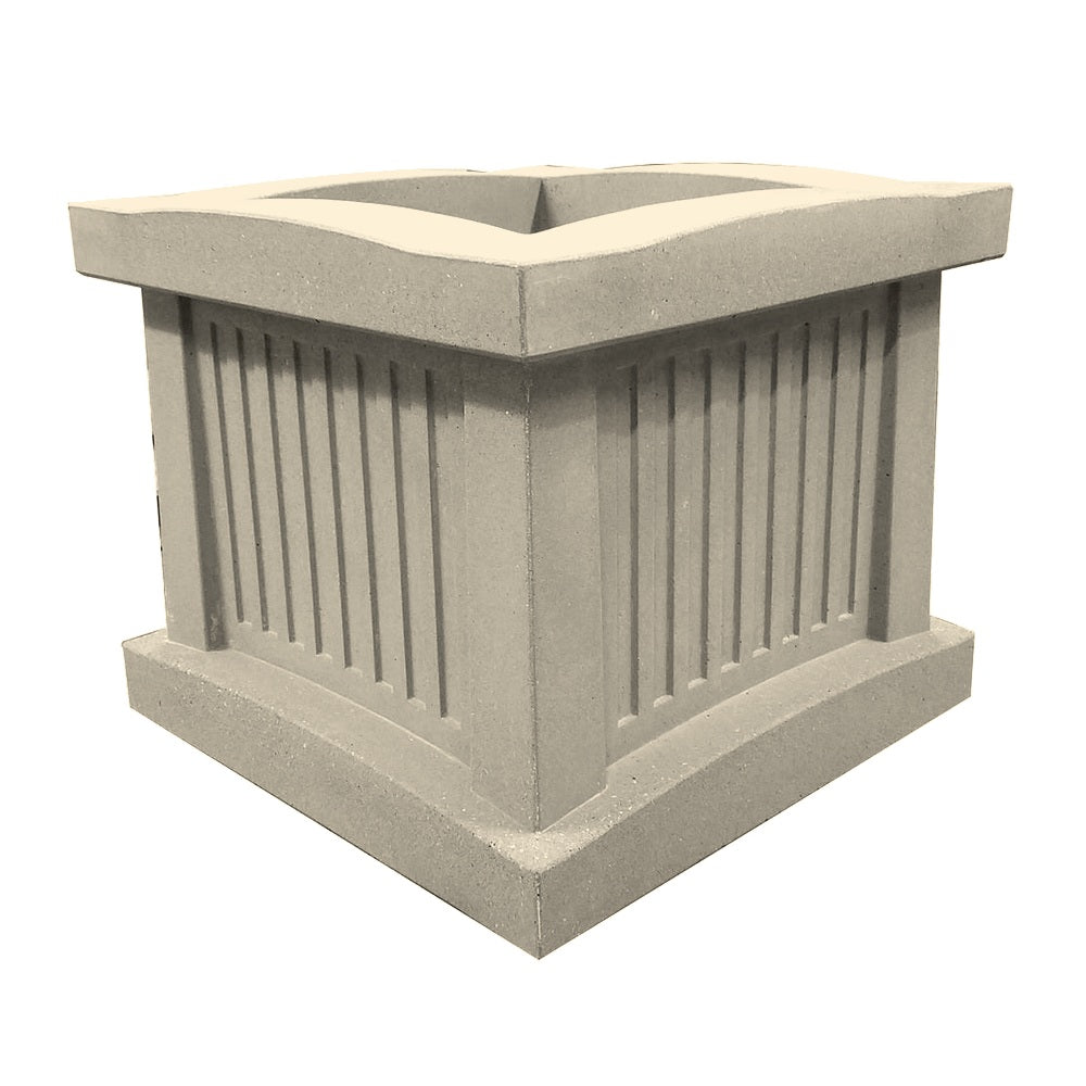 WS404 Prairie Square Concrete Planter — Weatherstone — W20 White — digitally rendered color preview