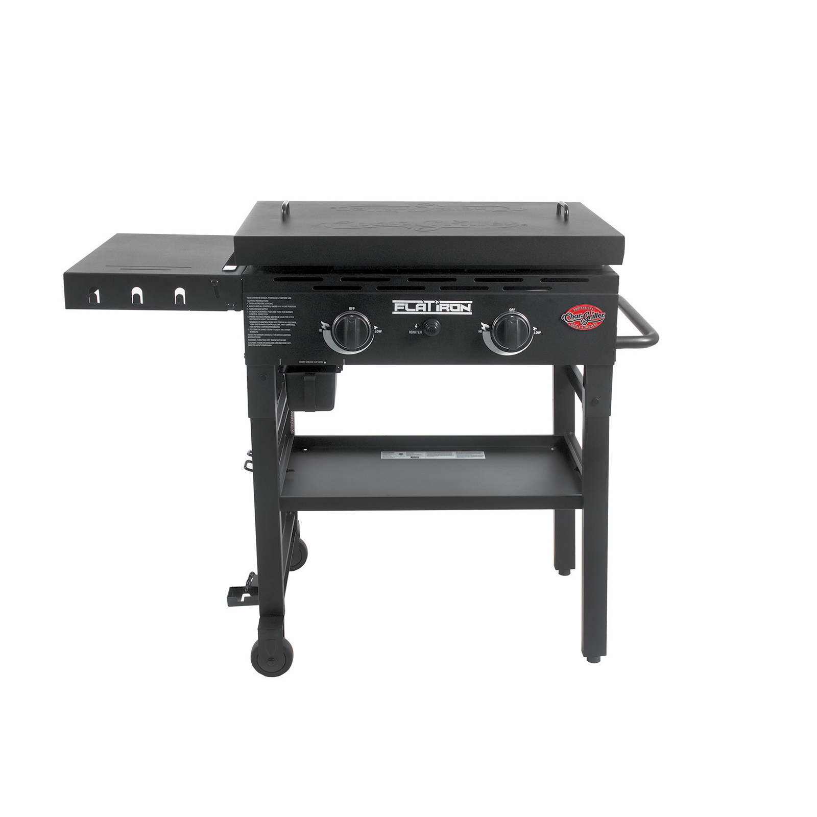 Char-Griller Flat Iron 2-Burner Gas Griddle with Lid 8128