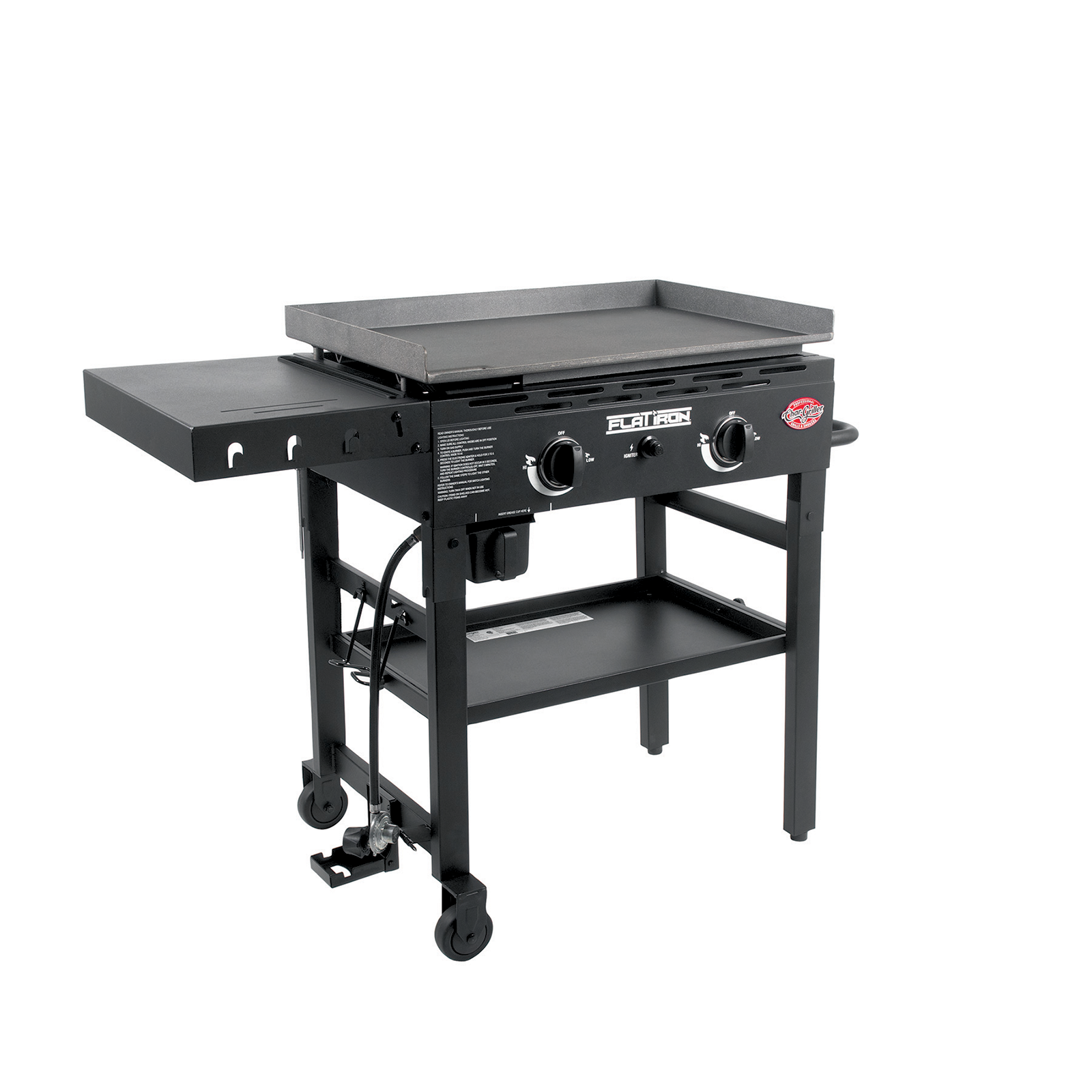Char-Griller Flat Iron 2-Burner Gas Griddle with Lid 8128
