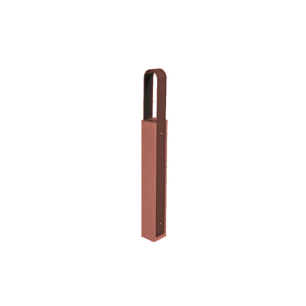 DF6520 Collaboration Vault Bike Bollard - Tall/Rounded — Acid Wash — A24 Brick Red — digitally rendered color preview