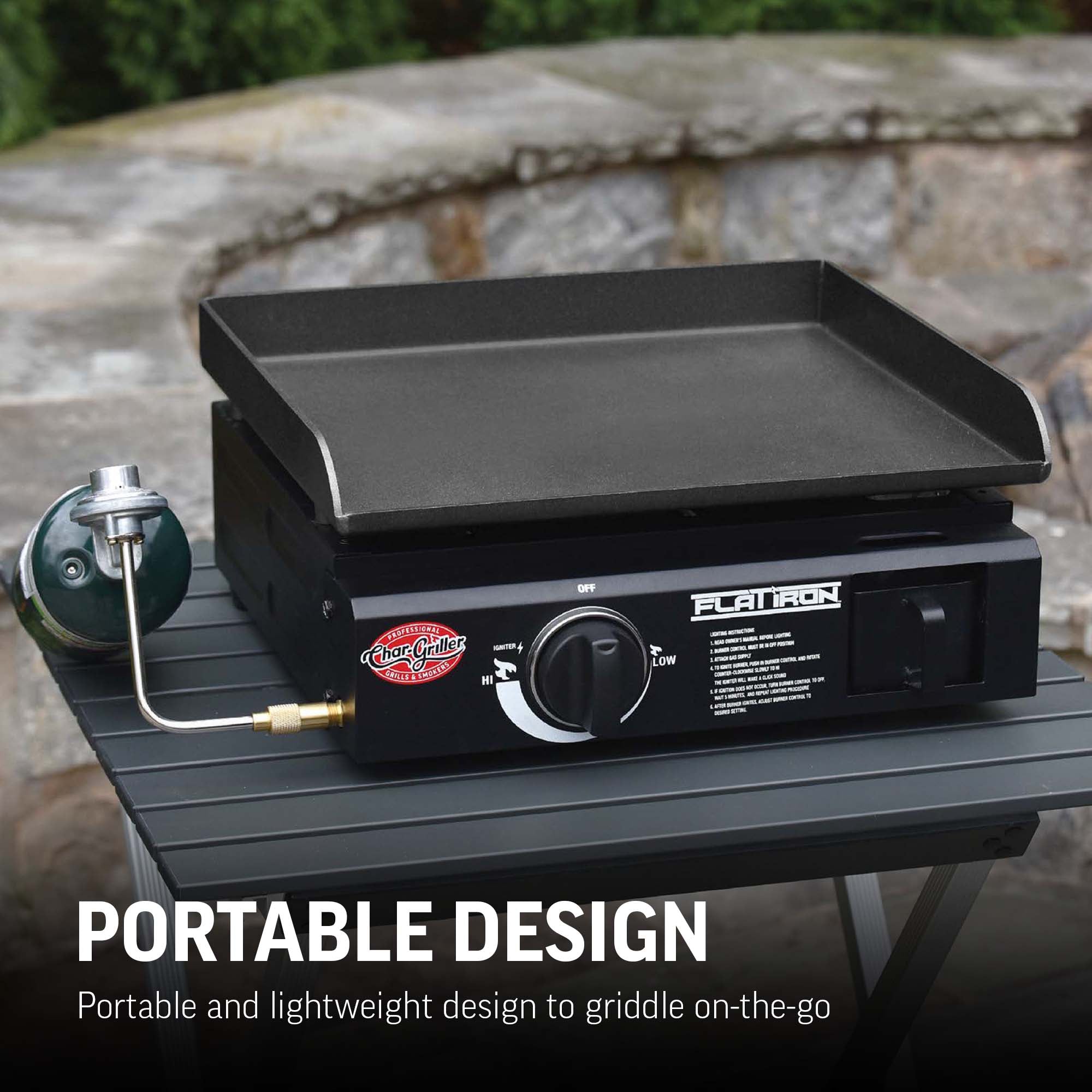 Char-Griller Flat Iron Portable 17-Inch Gas Griddle 8217