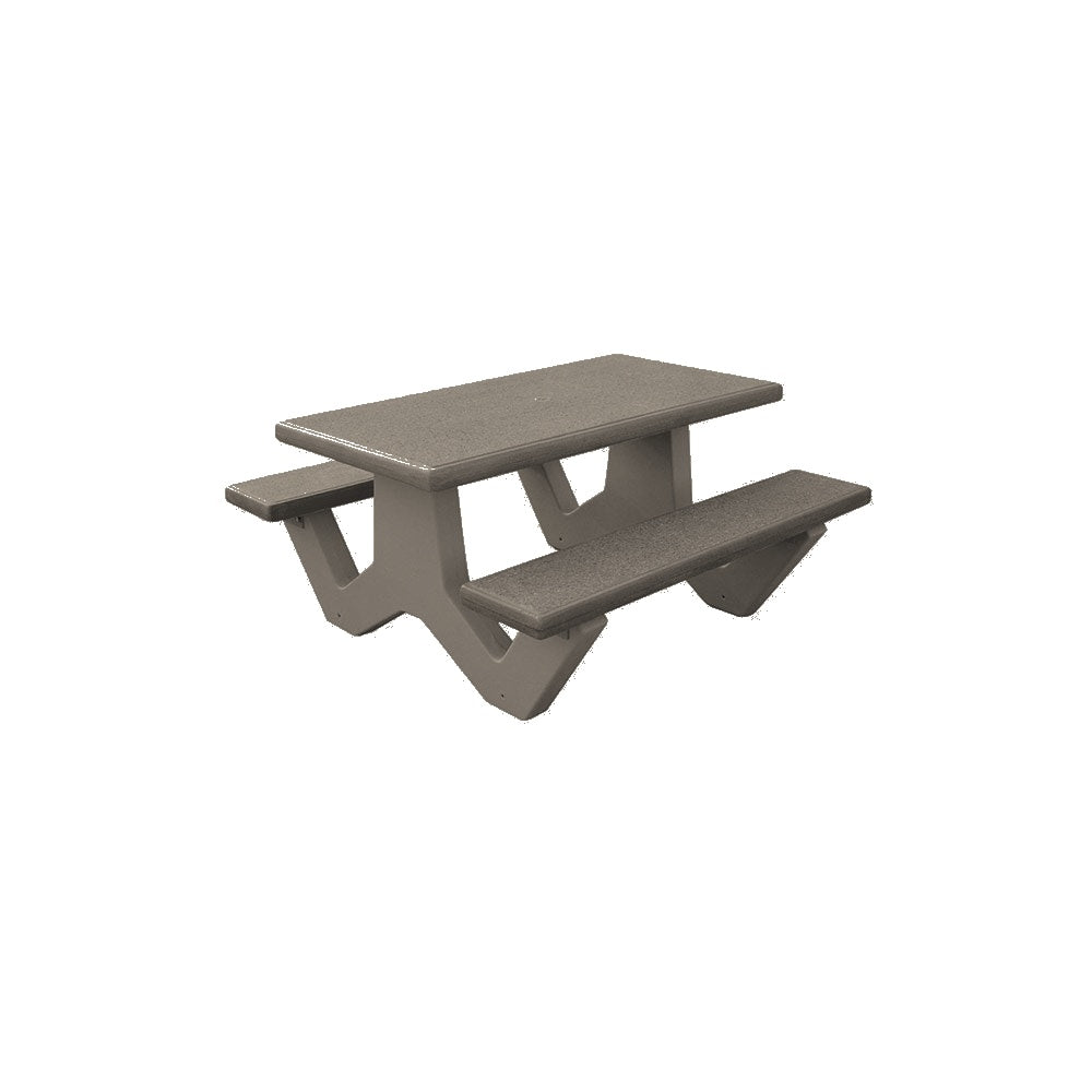TF3226 Concrete Park Table — Standard Ground & Polish Top & Bench - Acid Wash Gray Legs — G26 Charcoal — digitally rendered color preview