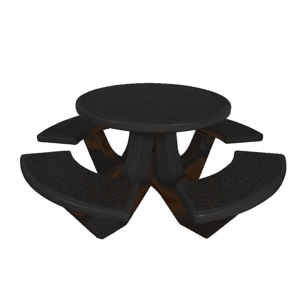 TF3125 4-Seat Round Concrete Table Set — Standard Ground & Polish Top & Bench - Acid Wash Gray Legs — G38 Night — digitally rendered color preview