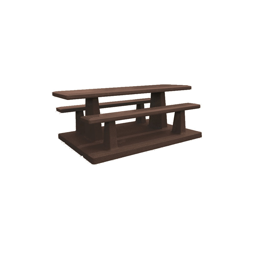 TF3215 Concrete Picnic Table Set with Concrete Base — Weatherstone — W25 Brown — digitally rendered color preview