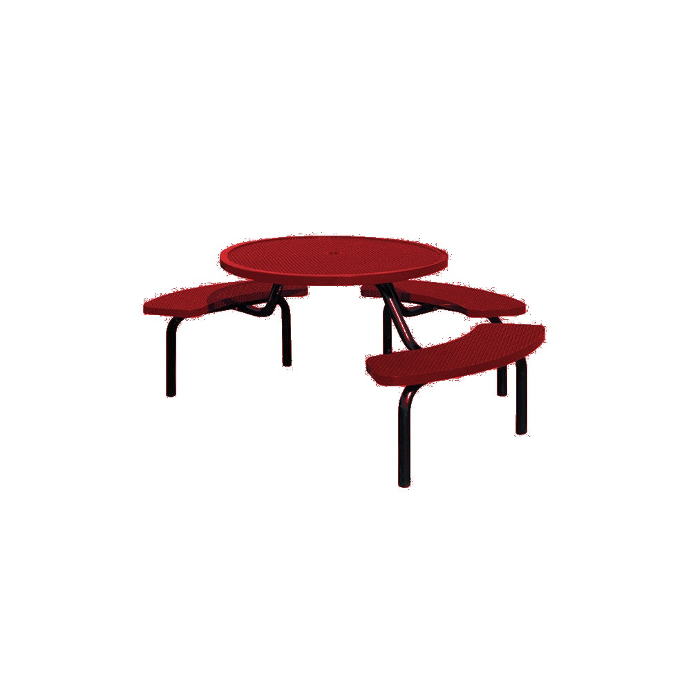 MF1024 Round Modular 3-Bench ADA Table — Metal Powder Coat — 2 Red — digitally rendered color preview