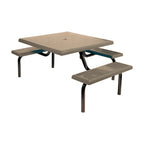 MF1021 Square Modular 3-Bench ADA Table — Metal Powder Coat — S44 Putty — digitally rendered color preview