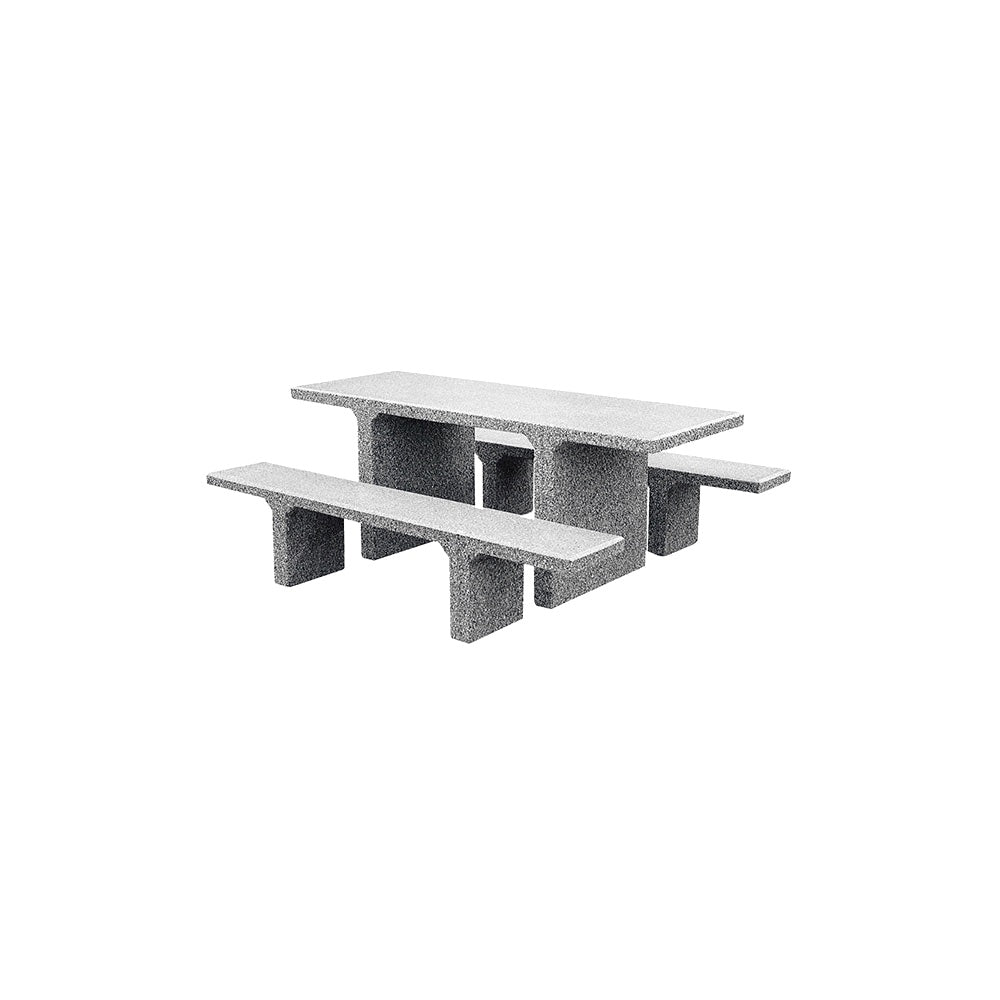 TF3225 Concrete Picnic Table Set — Weatherstone — W33 Misty Gray — digitally rendered color preview
