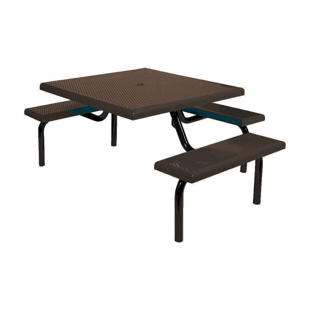 MF1021 Square Modular 3-Bench ADA Table — Metal Powder Coat — S45 Brown — digitally rendered color preview
