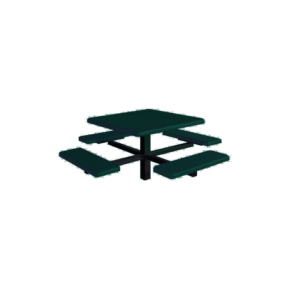 MF1060 Square 4-Bench Inground Mount Table — Metal Powder Coat — S29 Green — digitally rendered color preview