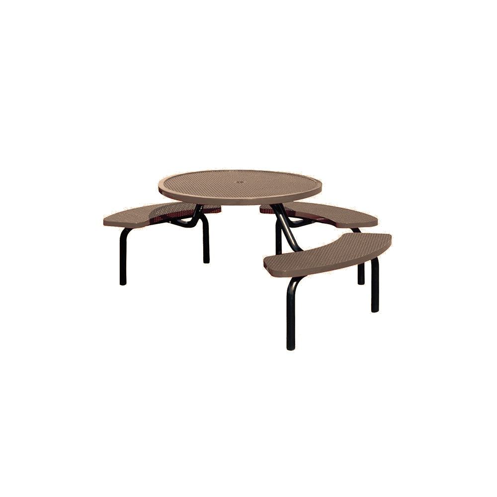 MF1024 Round Modular 3-Bench ADA Table — Metal Powder Coat — S44 Putty — digitally rendered color preview
