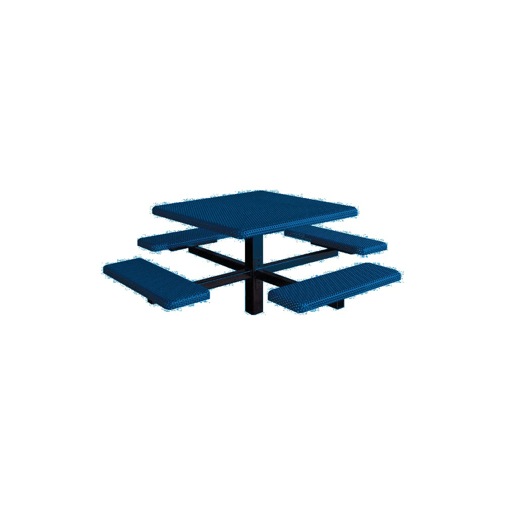 MF1060 Square 4-Bench Inground Mount Table — Metal Powder Coat — 0 Blue — digitally rendered color preview