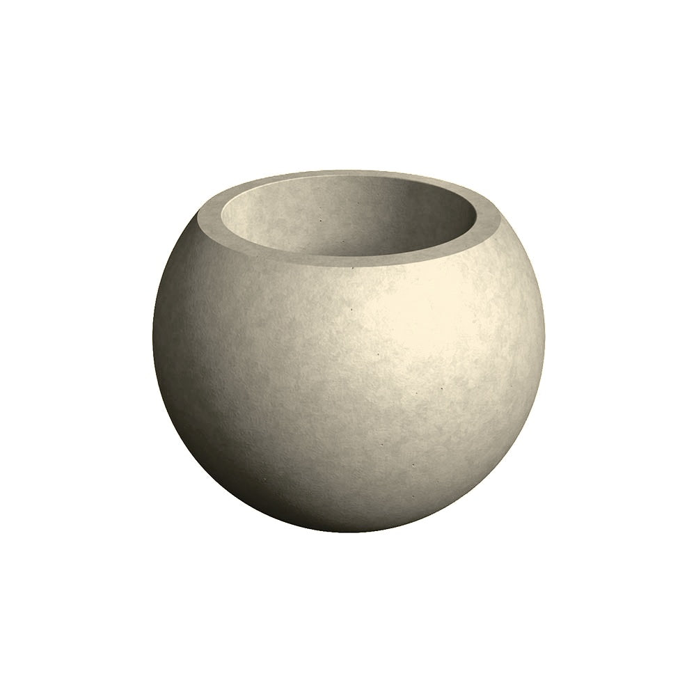 WS110 Spherical Concrete Planter — Acid Wash — A20 White — digitally rendered color preview
