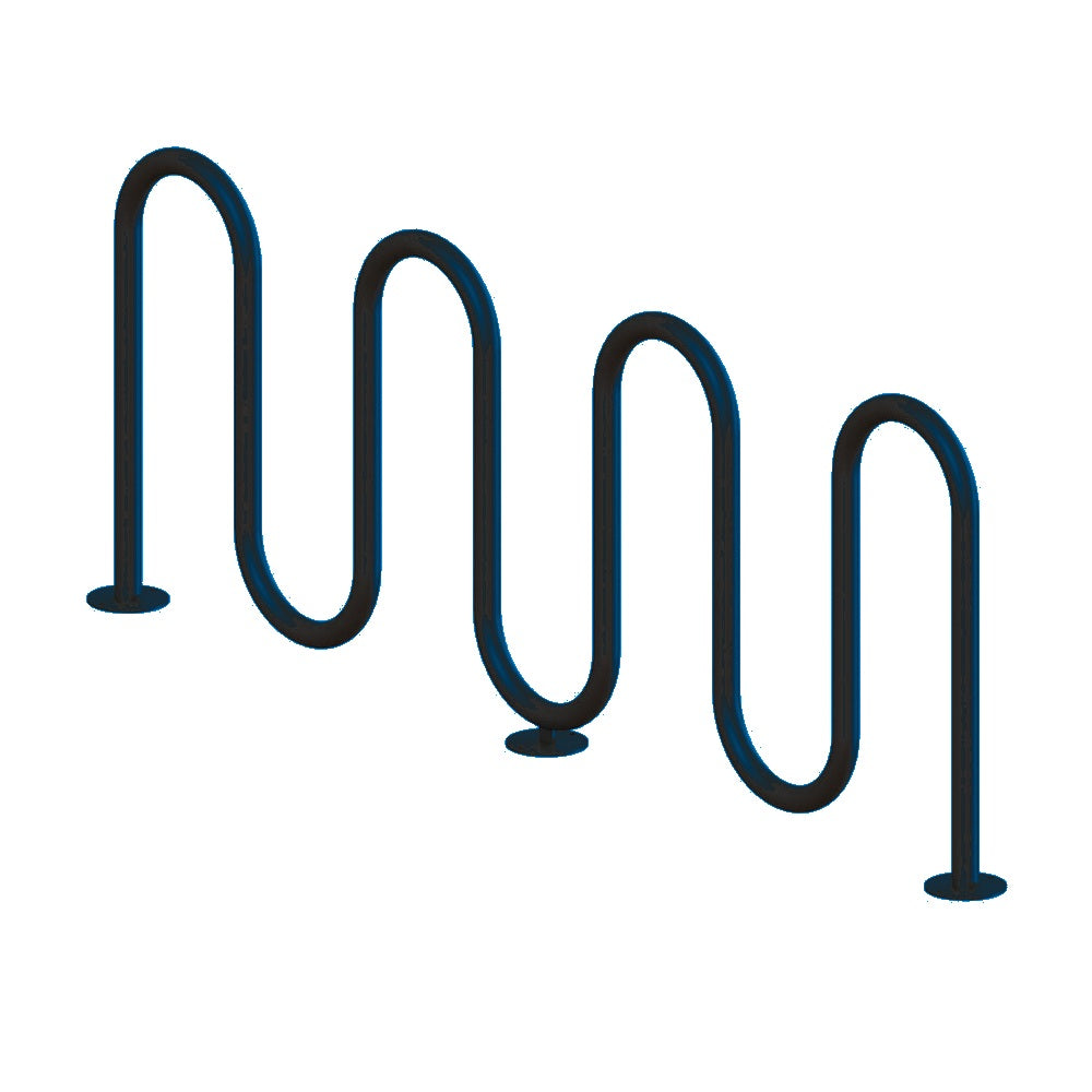 MF9011 Surface Mount 7 Loop Bike Rack — Metal Powder Coat — 0 Blue — digitally rendered color preview