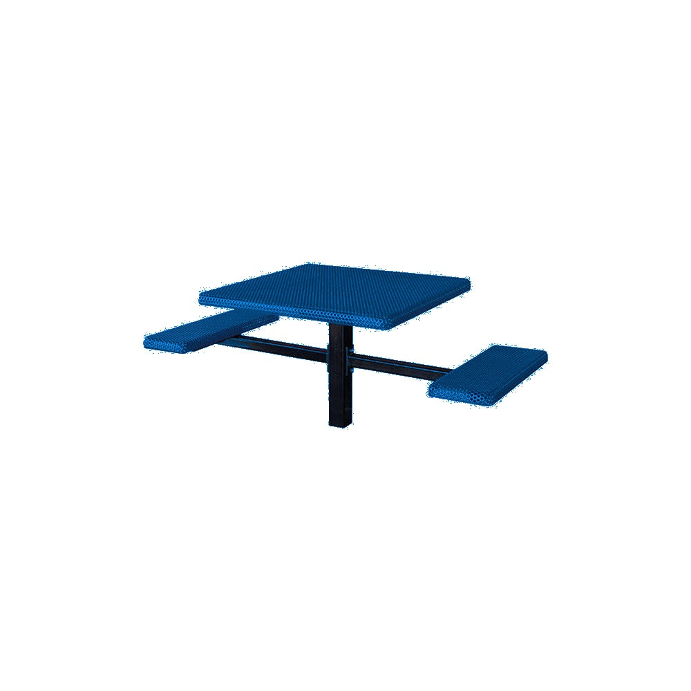 MF1062 Square 2-Bench Inground Mount ADA Compliant Table — Metal Powder Coat — S7 Sky Blue — digitally rendered color preview