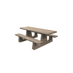 TF3212 Wheelchair Accessible Concrete Table Set — Standard Ground & Polish Top & Bench - Acid Wash Sand Legs — G21 Buff — digitally rendered color preview