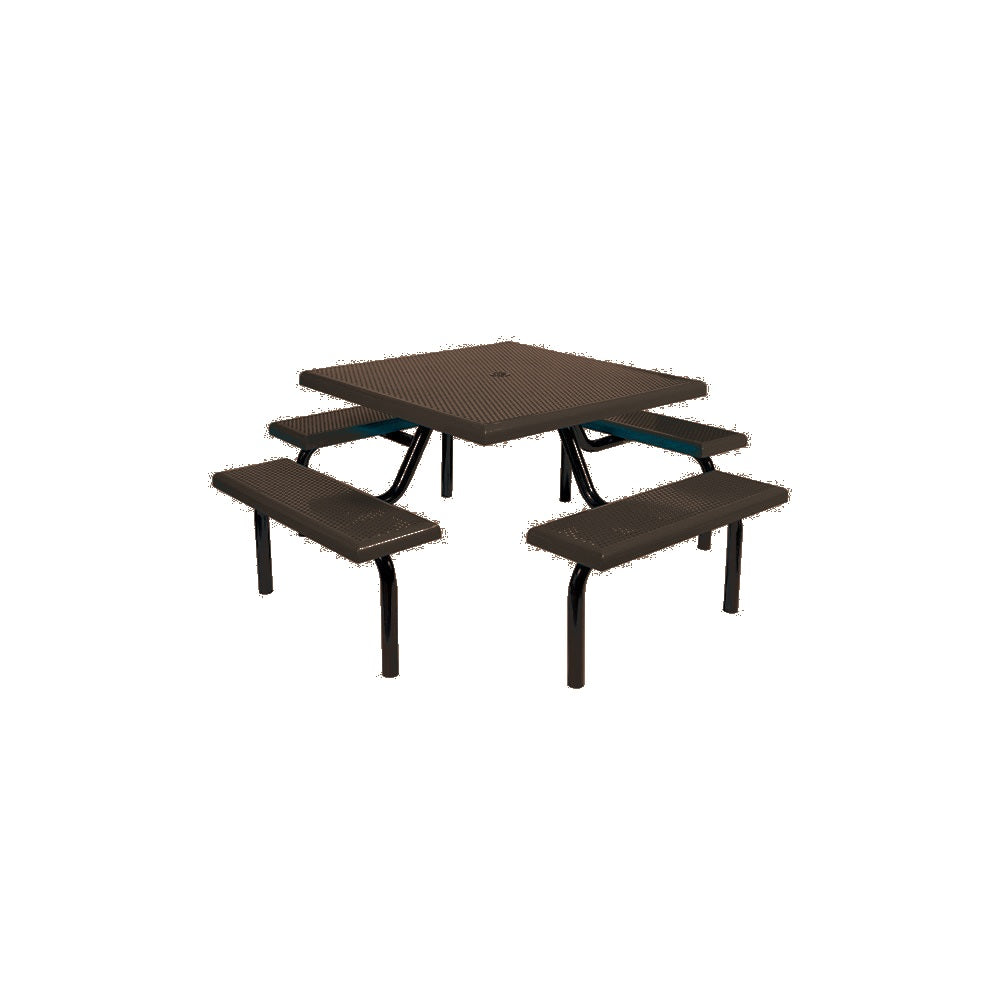 MF1020 Square Modular 4-Bench Table — Metal Powder Coat — S45 Brown — digitally rendered color preview