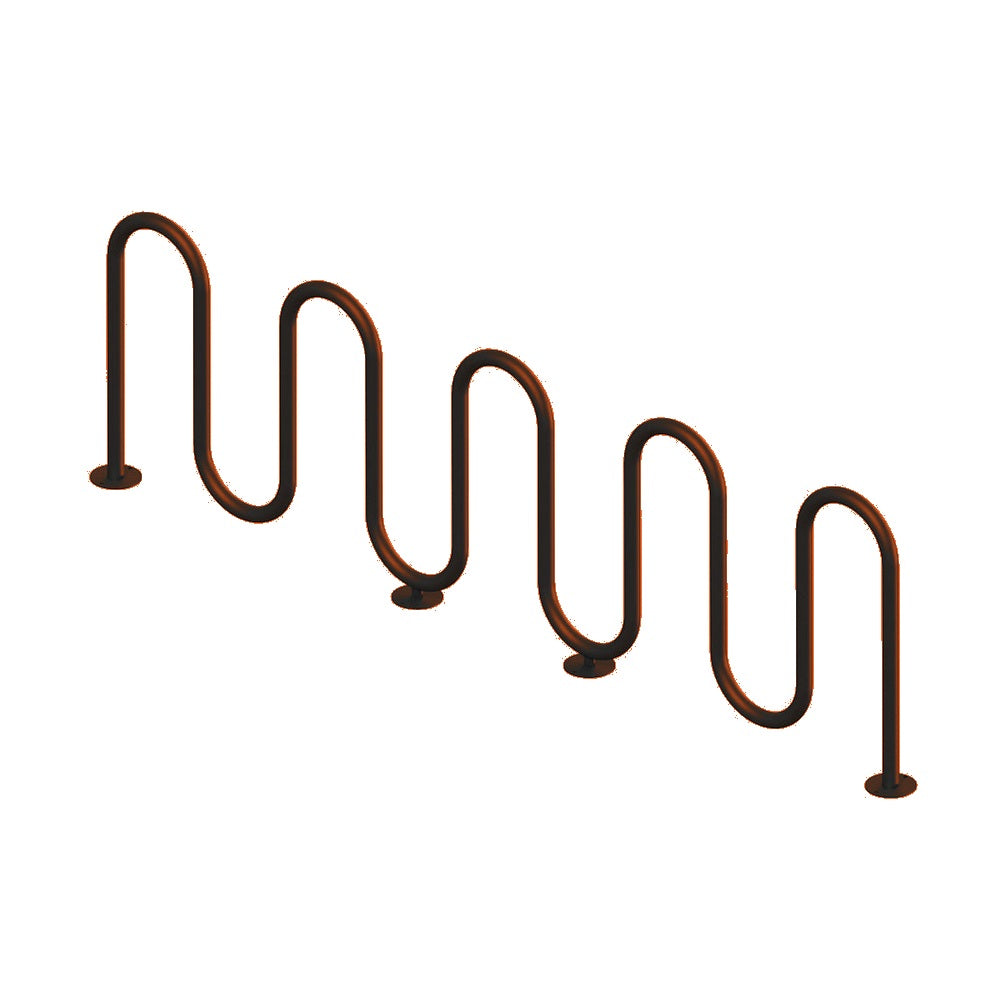 MF9010 Surface Mount 9 Loop Bike Rack — Metal Powder Coat — S3 Orange — digitally rendered color preview