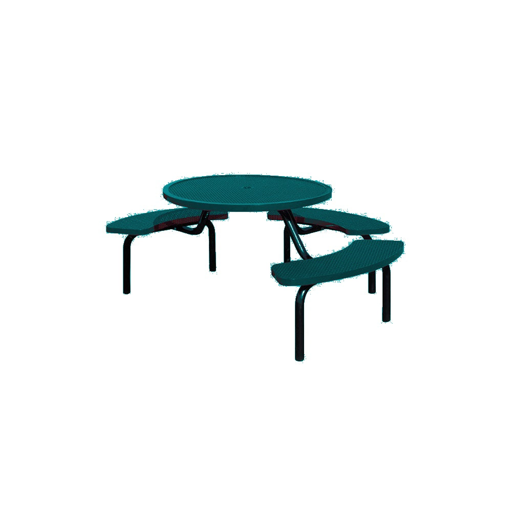 MF1024 Round Modular 3-Bench ADA Table — Metal Powder Coat — S8 Teal — digitally rendered color preview