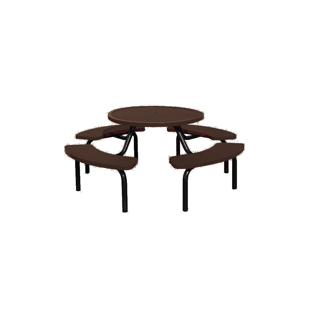 MF1023 Round Modular 4-Bench Table — Metal Powder Coat — S45 Brown — digitally rendered color preview