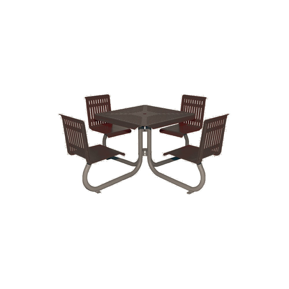 MF1110 Square 4-Seat Table with Seat Backs — Metal Powder Coat — 84 Beige — digitally rendered color preview