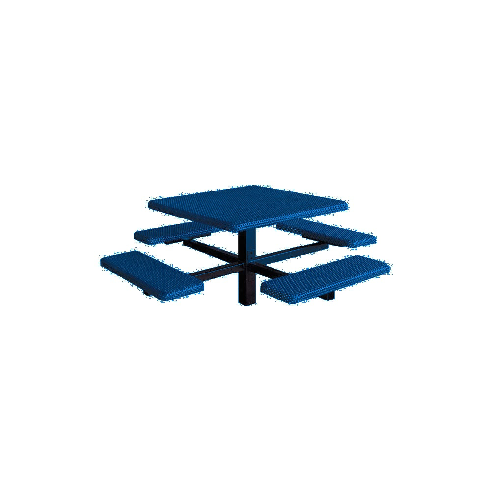 MF1060 Square 4-Bench Inground Mount Table — Metal Powder Coat — S7 Sky Blue — digitally rendered color preview