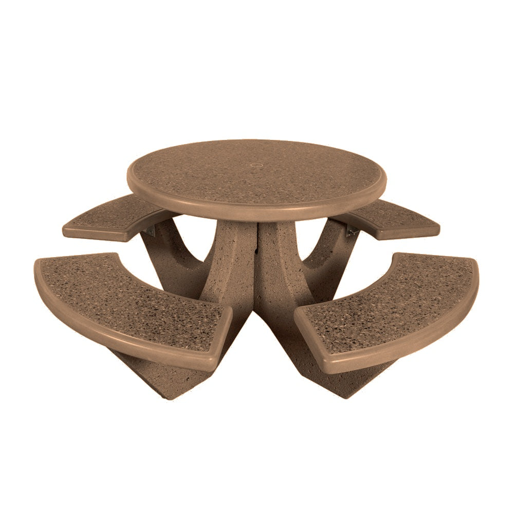 TF3125 4-Seat Round Concrete Table Set — Standard Ground & Polish Top & Bench - Acid Wash Sand Legs — A22 Sand — digitally rendered color preview