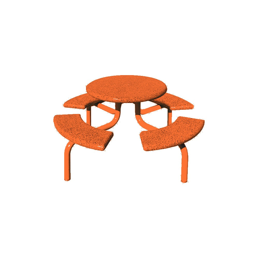 TF3138 4-Seat Round Concrete Table Set with Metal Legs — Metal Powder Coat — S3 Orange — digitally rendered color preview