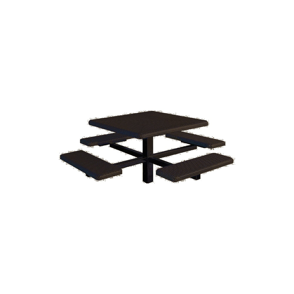MF1060 Square 4-Bench Inground Mount Table — Metal Powder Coat — 10 Bronze — digitally rendered color preview
