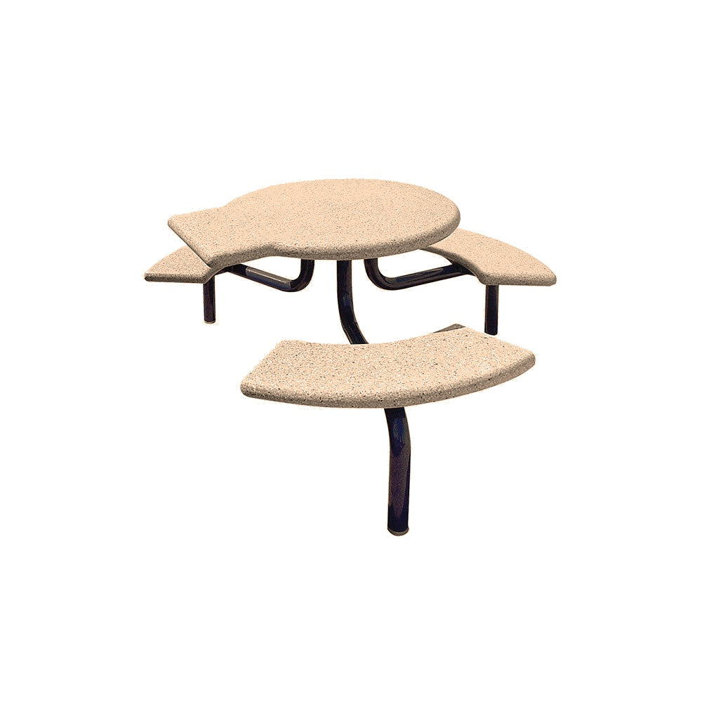 TF3139 3-Seat Round Concrete ADA Compliant Table Set with Metal Legs — Metal Powder Coat — S44 Putty — digitally rendered color preview