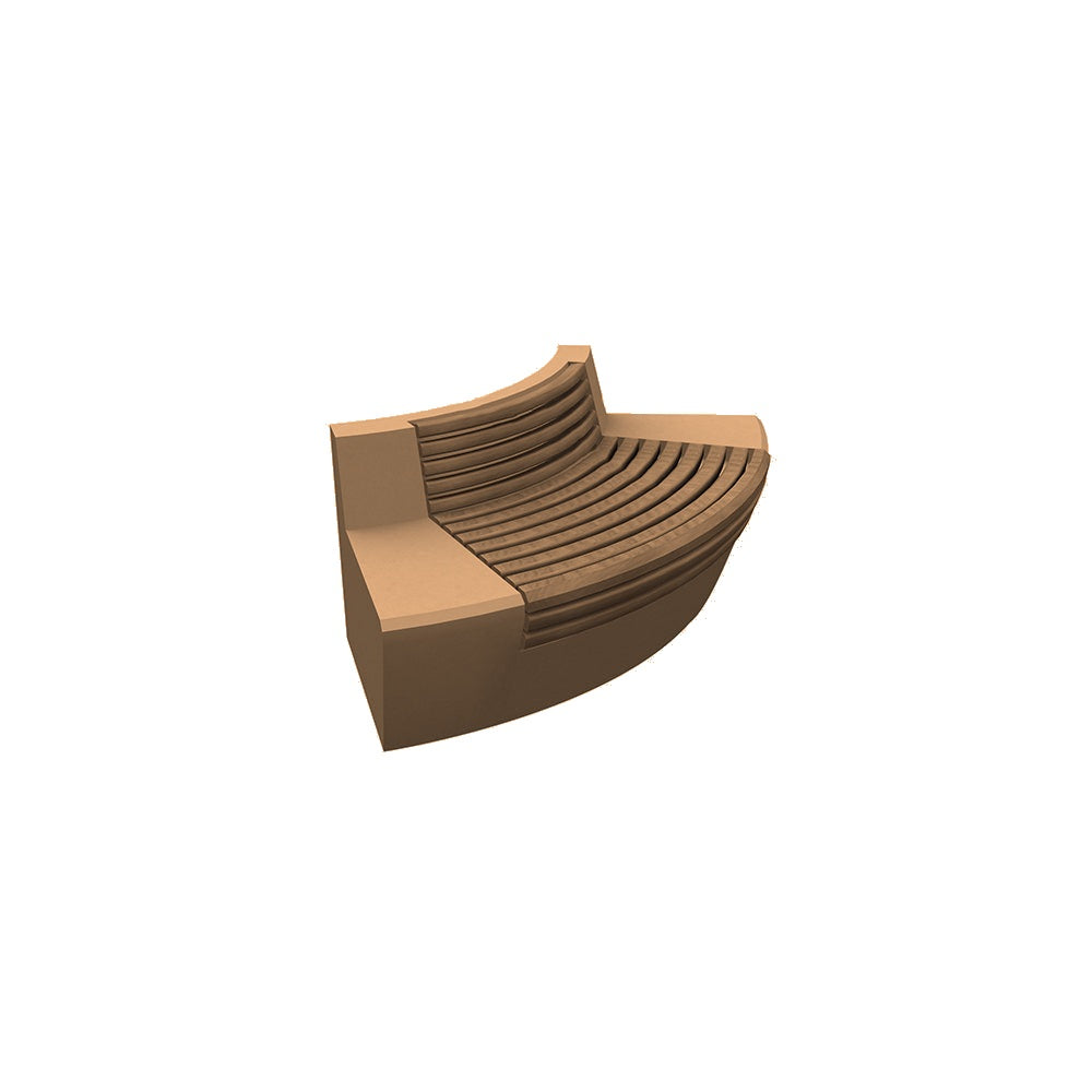 ZB.WL.32 Large Curved Concrete Bench With Seat — Woodgrains — B26 Thermal Modified Ash — digitally rendered color preview