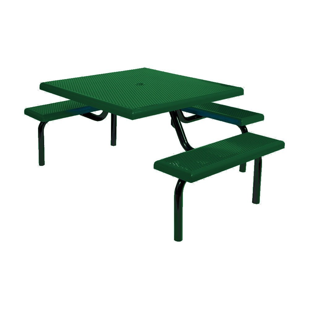 MF1021 Square Modular 3-Bench ADA Table — Metal Powder Coat — 69 Emerald — digitally rendered color preview