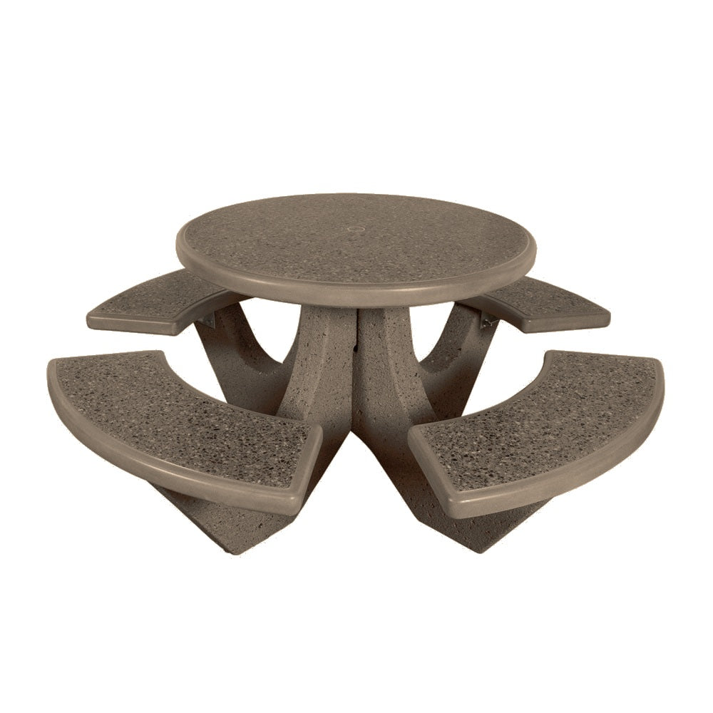 TF3125 4-Seat Round Concrete Table Set — Standard Ground & Polish Top & Bench - Acid Wash Gray Legs — G23 Gray — digitally rendered color preview