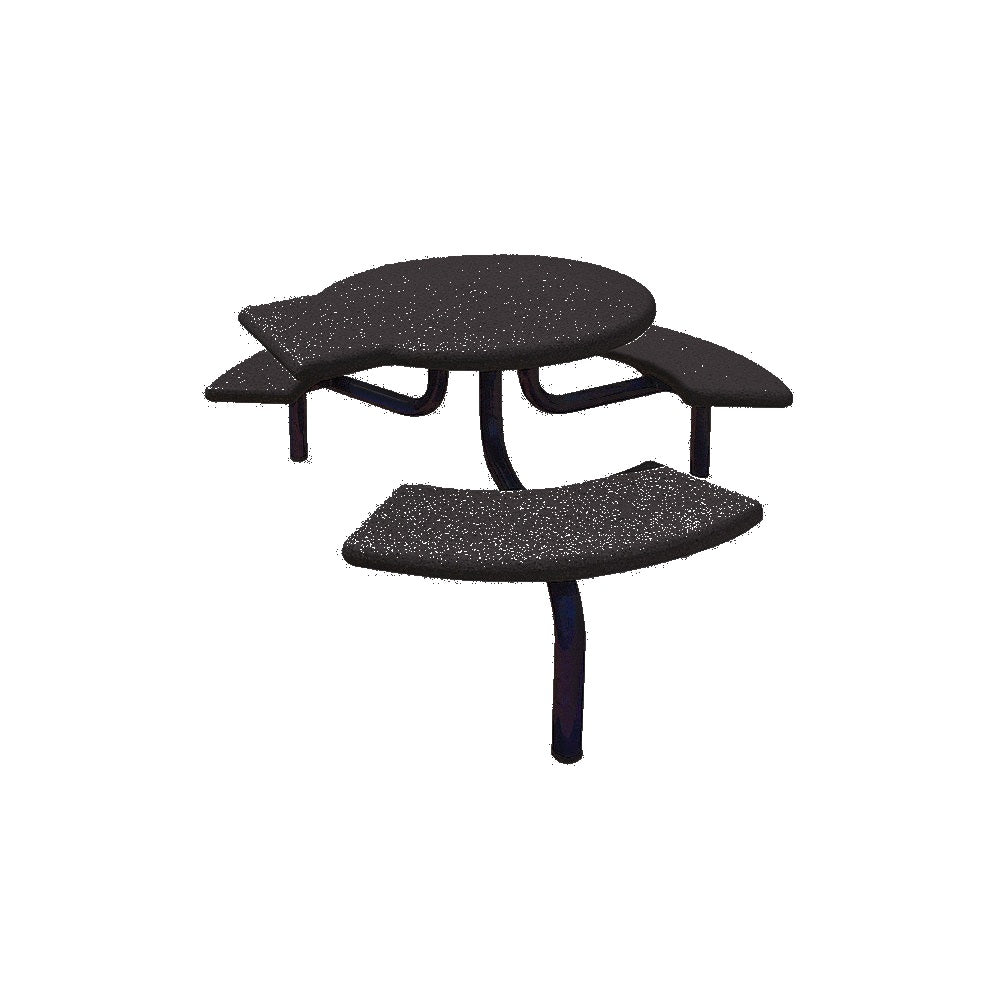 TF3139 3-Seat Round Concrete ADA Compliant Table Set with Metal Legs — Metal Powder Coat — 8 Black — digitally rendered color preview