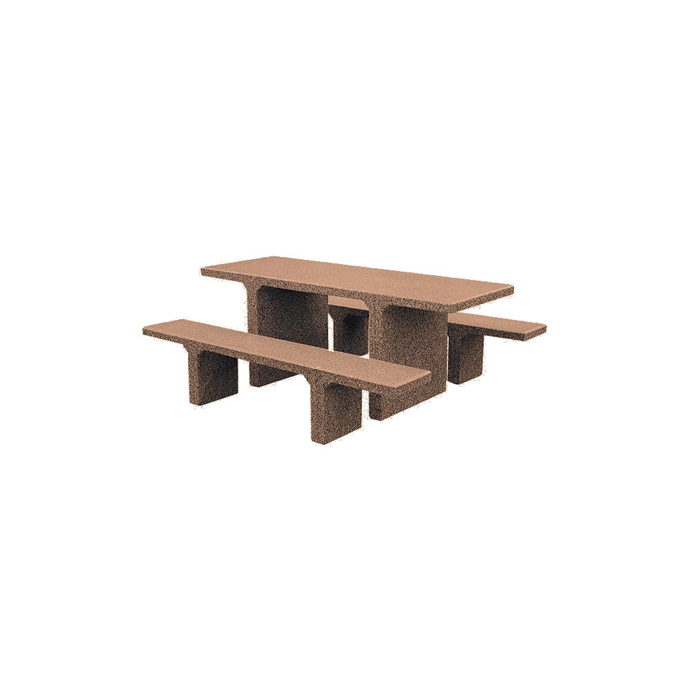 TF3225 Concrete Picnic Table Set — Premium Ground & Polished — G22 Sand — digitally rendered color preview