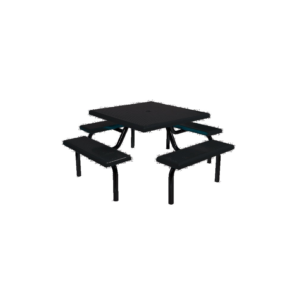MF1020 Square Modular 4-Bench Table — Metal Powder Coat — 8 Black — digitally rendered color preview