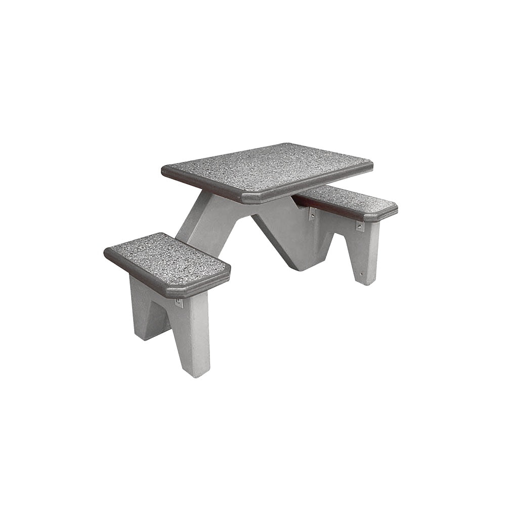 TF3105 2-Seat Square Concrete ADA Compliant Table Set — Standard Ground & Polish Top & Bench - Acid Wash Gray Legs — G33 Misty Gray — digitally rendered color preview