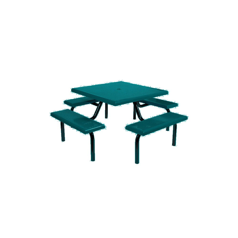 MF1020 Square Modular 4-Bench Table — Metal Powder Coat — S8 Teal — digitally rendered color preview