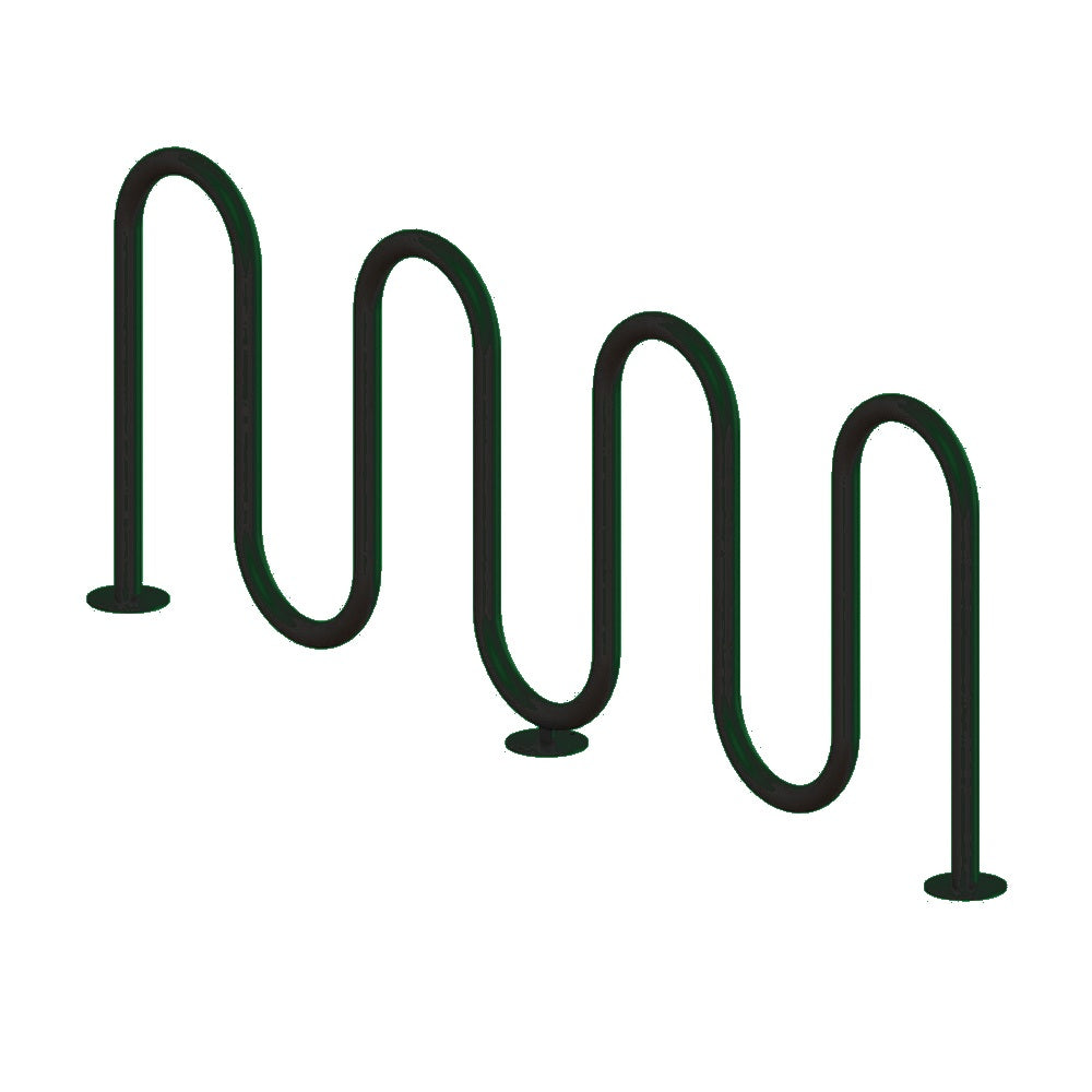 MF9011 Surface Mount 7 Loop Bike Rack — Metal Powder Coat — 69 Emerald — digitally rendered color preview
