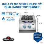 Napoleon Built-In 700 Series Inline Dual Range Burner BIB12RTPSS