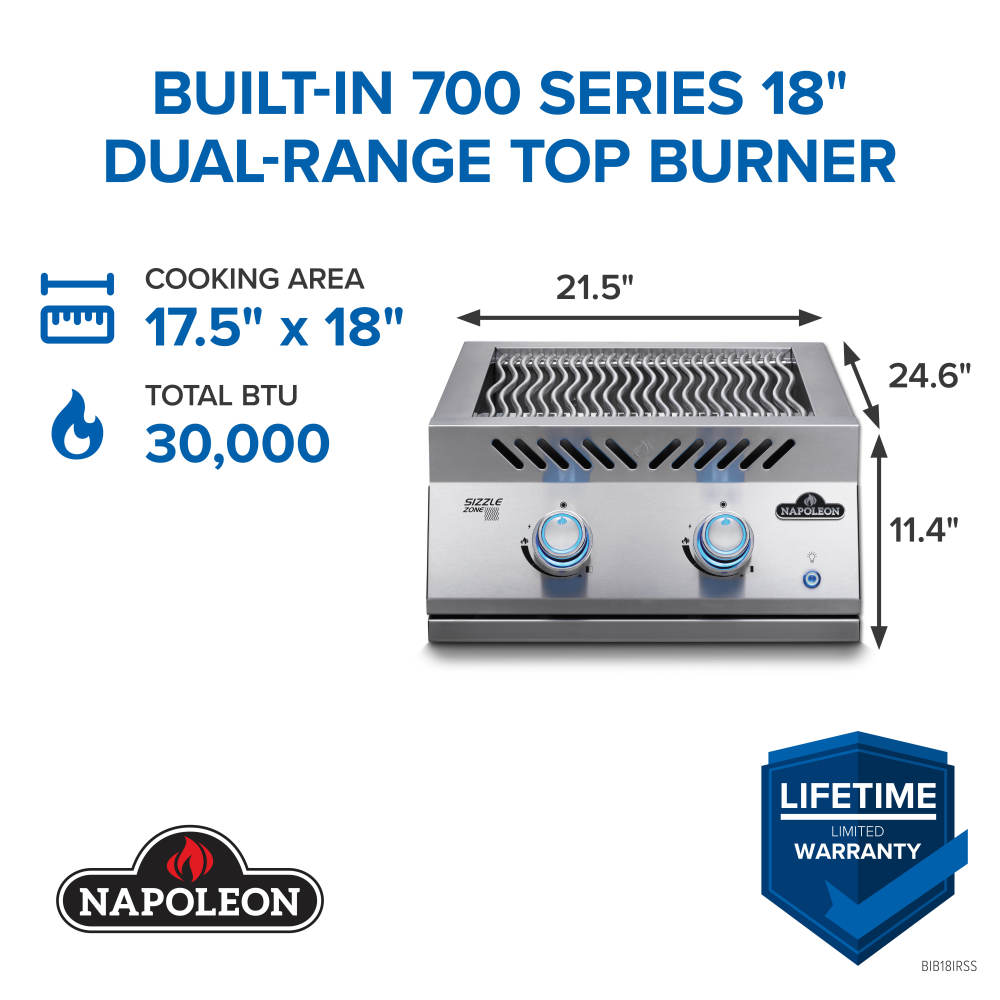 Napoleon Built-In 700 Series Dual Infrared Burner BIB18IRPSS