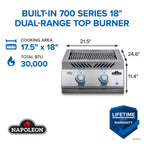 Napoleon Built-In 700 Series Dual Infrared Burner BIB18IRPSS