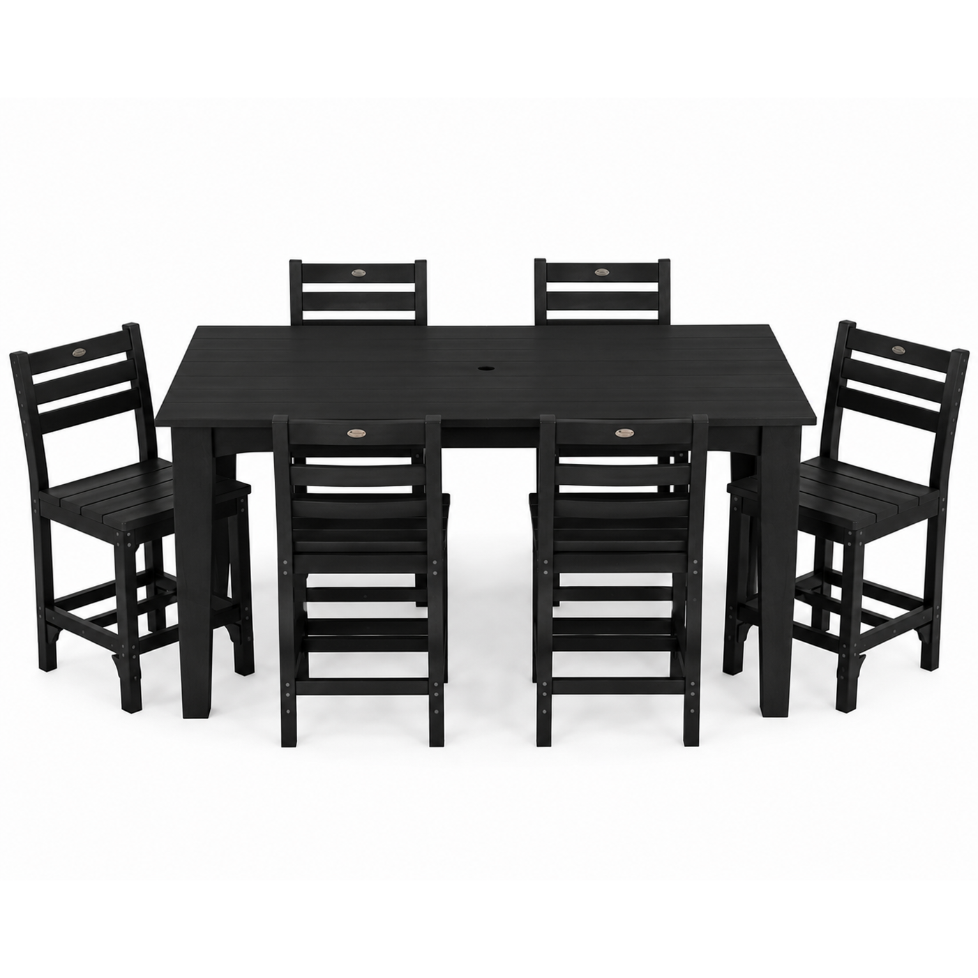 LuxCraft 44" x 72" Island 7-Piece Dining Table Set with 6 Side Chairs