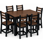 LuxCraft 44" x 72" Island 7-Piece Dining Table Set with 6 Side Chairs