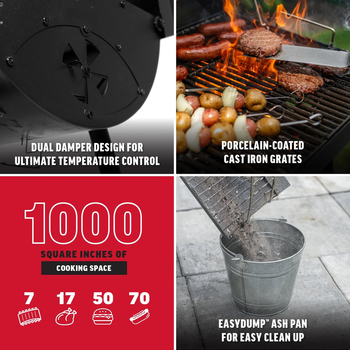 Dual-Fuel Pro™ 3-Burner Gas and Charcoal Grill and Smoker